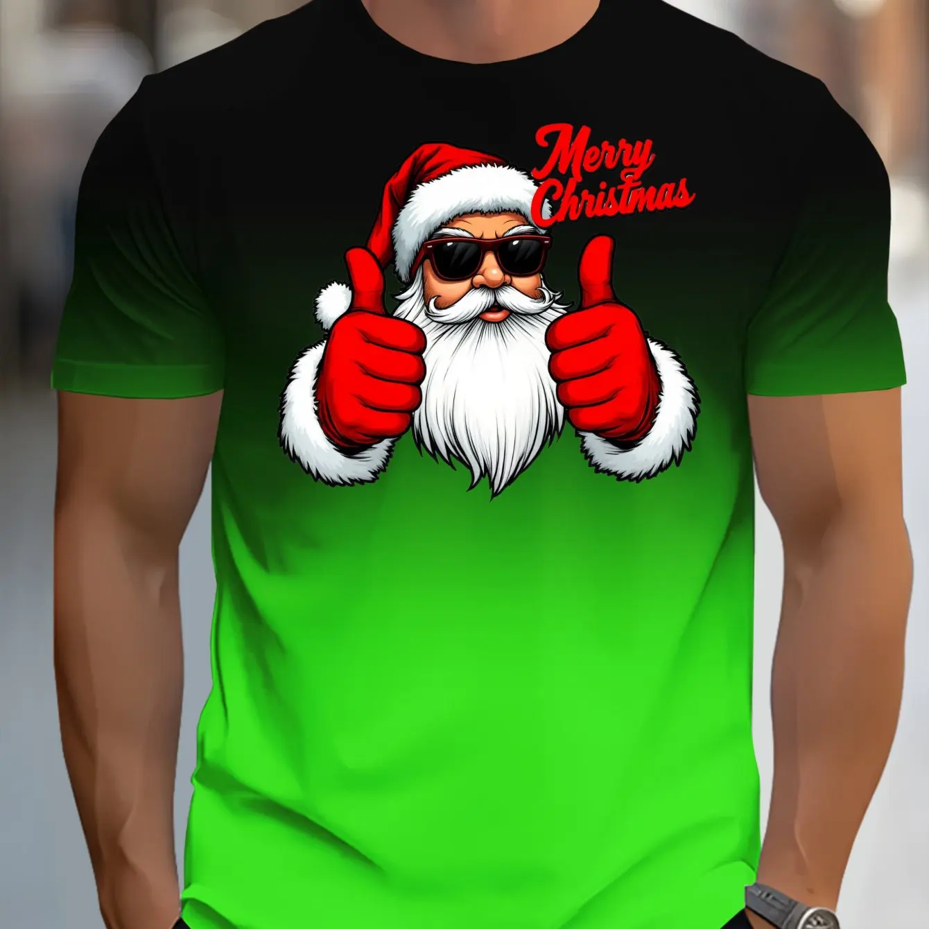 

Funny Gradient Santa Claus Men's T-shirt Leisure Fashion O-neck Y2k Short Sleeve Top Outdoor Christmas Party Hip Hop Men Clothes