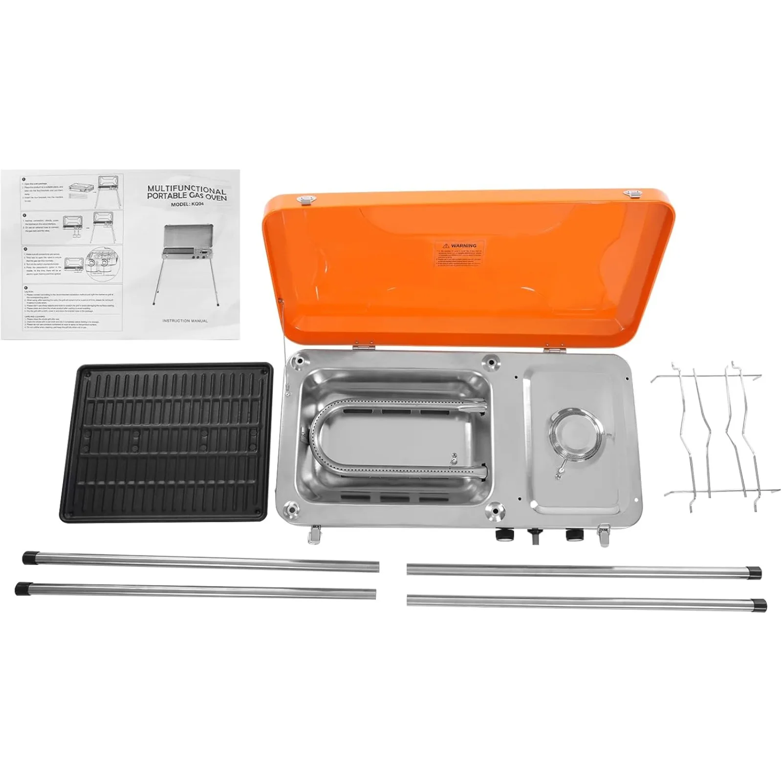 Portable Dual Burner Propane Camping Stove Adjustable Firepower Gas Grill with Handle Extended Legs for BBQ Picnic Outdoor Use