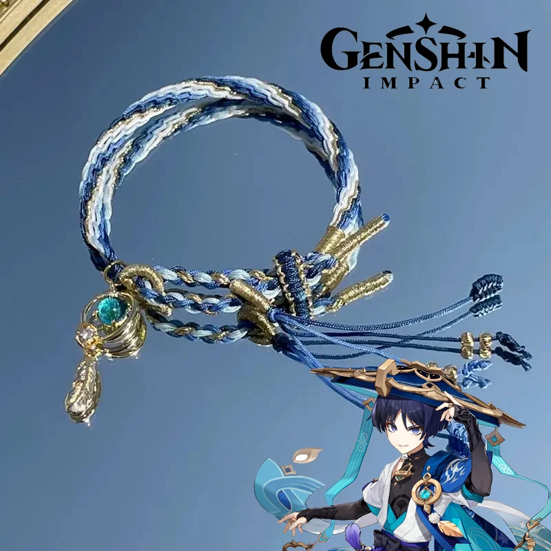 Game Genshin Impact Scaramouche Cosplay Bracelet Wanderer Kunikuzushi Balladeer Unisex Rope Chain Pendant Bracelets Jewelry