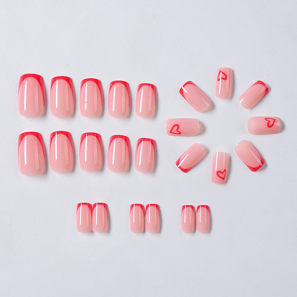 24 pièces court carré jaune citron presse sur ongles pour les femmes nu rose paillettes arc mignon faux ongles portable artificiel faux ongles T