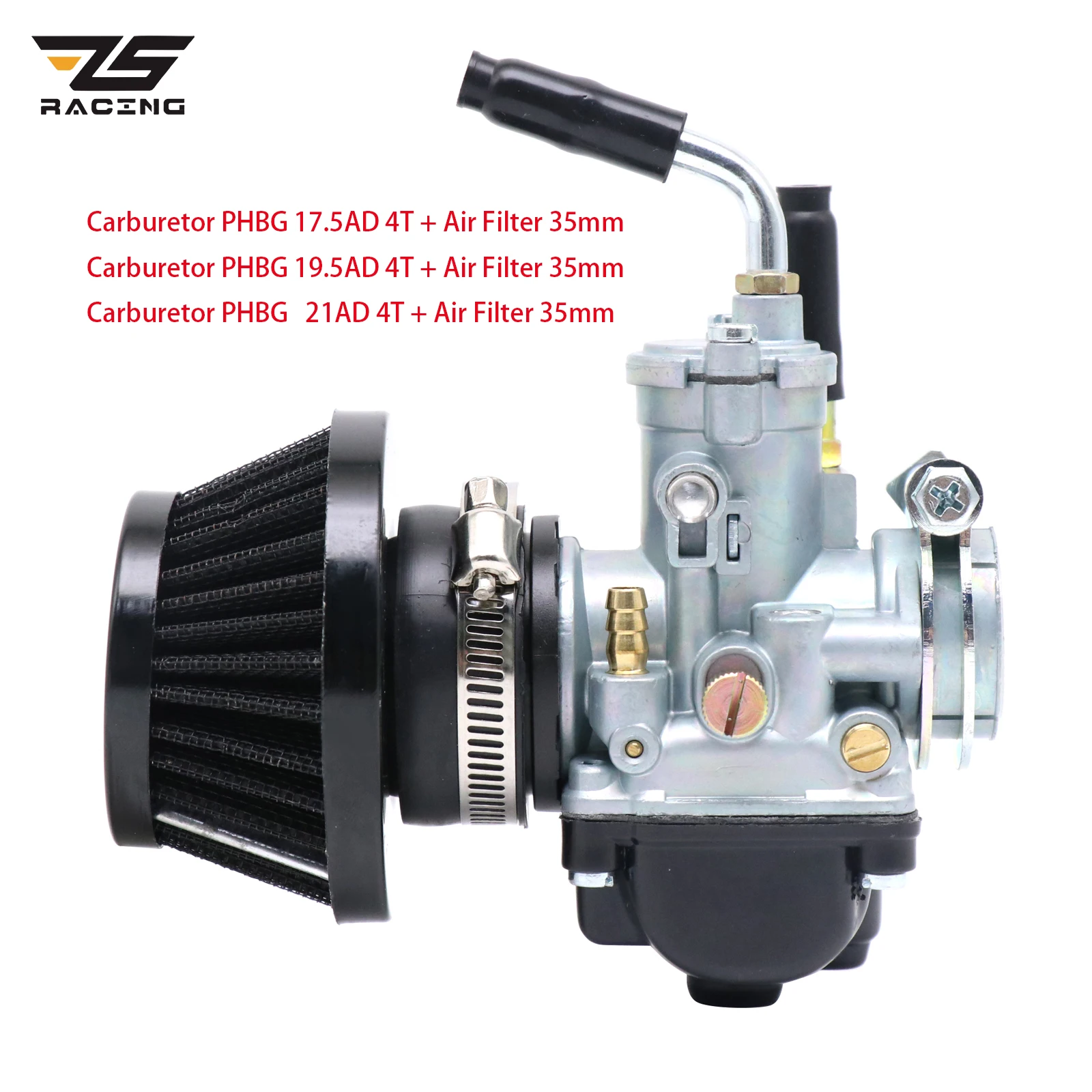 ZS Carburetor Kit 17mm 19mm 21mm Fit for 50cc 70cc 90cc Motor Jog50 Dio90 Racing Carbureto Carberature (Color : PHBG 19.5MM AD)