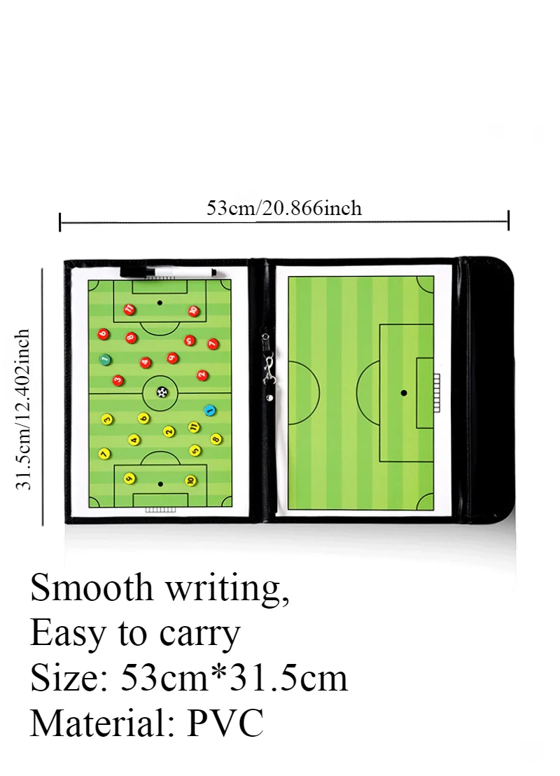 لوحة تكتيكية لكرة القدم مغناطيسية قابلة للطي مقاس 54 سم - حافظة لتدريب المدرب/تكتيكات اللعبة لتدريب كرة القدم #3