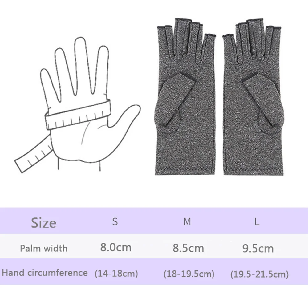 1 Pair Arthritis Compression Gloves Half Finger Therapy Gloves Wrist Support Joint Pain Relief Hand Brace Women Men Wristband