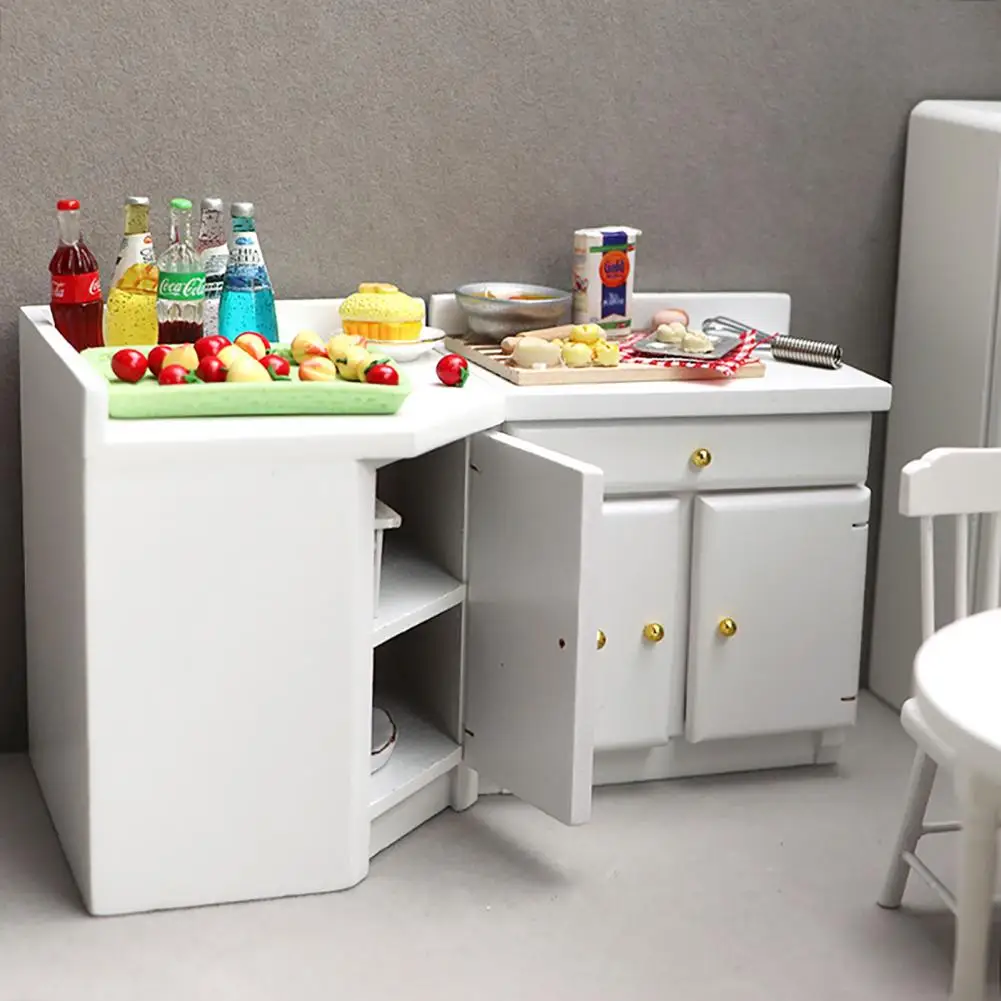 Creative High Simulation Wooden 1/12 Scale Mini Doll House Kitchen-Cabinet Furniture Dollhouse Cabinet Miniature Cabinet