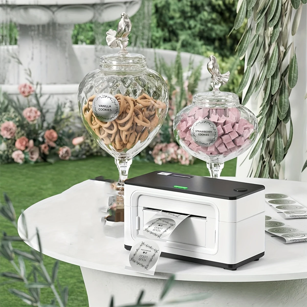 ملصقات لاصقة حرارية دائرية فضية مقاس 2 بوصة، ملصقات طابعة حرارية مستديرة ذاتية اللصق لتصميم شعار DIY، رمز الاستجابة السريعة