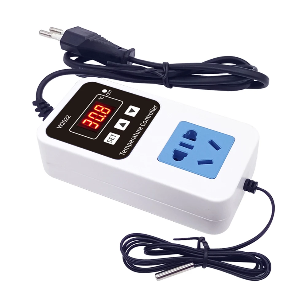 Digital Temperature Controller Switch Socket Plug-in Thermostat Heating and Cooling Dual Relay AC 220V Temperature Sensor