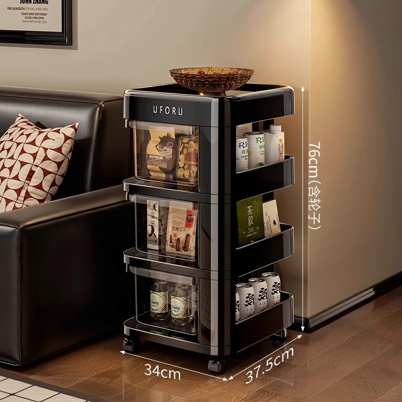 رف تخزين بعجلات صغيرة على الطراز العتيق لا يتطلب التجميع وخزانة تخزين الوجبات الخفيفة وأثاث درج خزانة جانبية لغرفة المعيشة #5