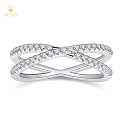 M-JAJA Moissanite X Cross Rings D Color VVS1 Lab Diamond Wedding Band for Women Promise Engagement Ring 925 Sterling Silver Ring