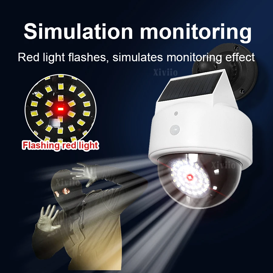 Nuova telecamera di simulazione solare Sensore di movimento Telecamera virtuale Luce notturna esterna Illuminazione Telecamera finta Lampada da parete per giardino stradale