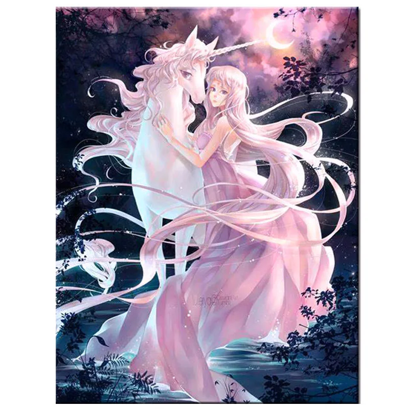 Unicorn Fairy Diamond Painting Cross Stitch Full Square Round Drill Diy Diamond Mosaic Icons Cartoon Embroidery Sale ZP-3011