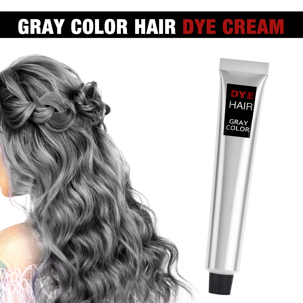 100ML Fashion Light Gray Color Hair Dye Cream Natural Permanent Strengthen Fibers Improve Health Easy Operate Harmless