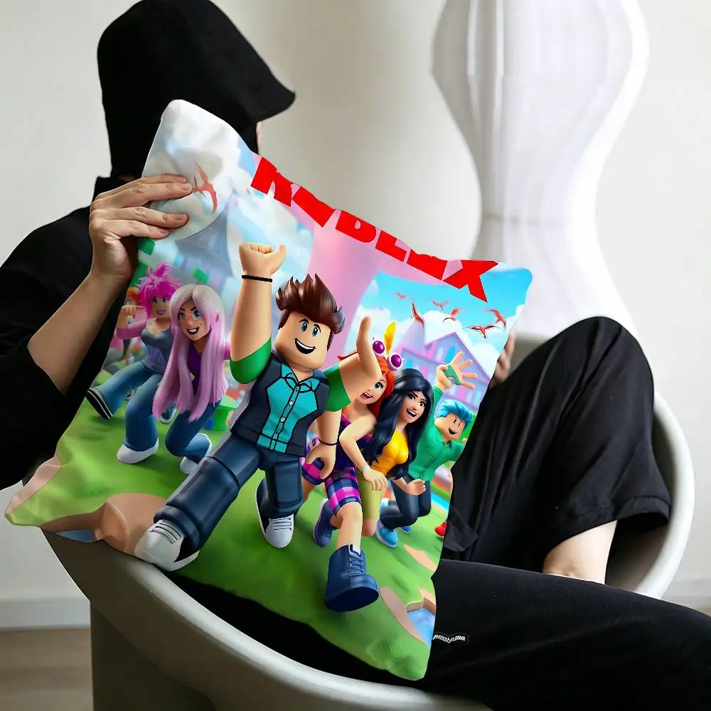 Hot Game R-Robloxs-X Coole Kissenbezüge, Cartoon-Sofa, dekorativ, für Zuhause, doppelseitiger Druck, kurzer Plüsch, niedlicher Kissenbezug – Detail 13