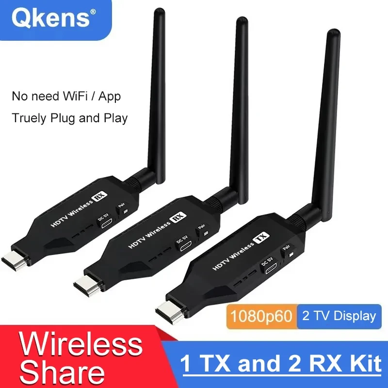 Wireless Wifi HDMI Extender Audio Video Transmitter and Receiver Display Adapter 1 Send 2 Receive 1TX 2RX for Laptop PC To 2 TV