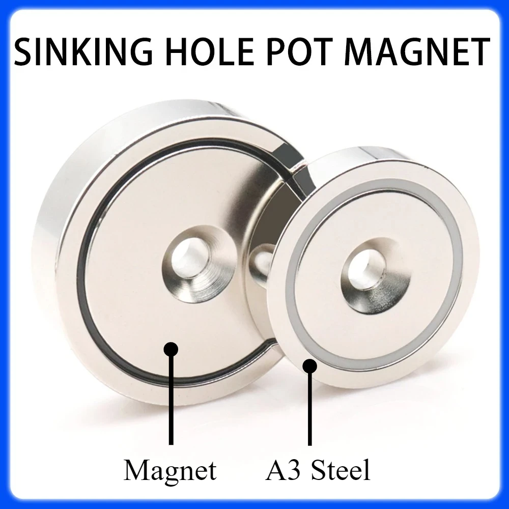 A16~A70 Neodymium Strong Pot Magnet Countersunk Head Hole Steel Cup Iron Shell Magnet  For Fridge DIY Scientific