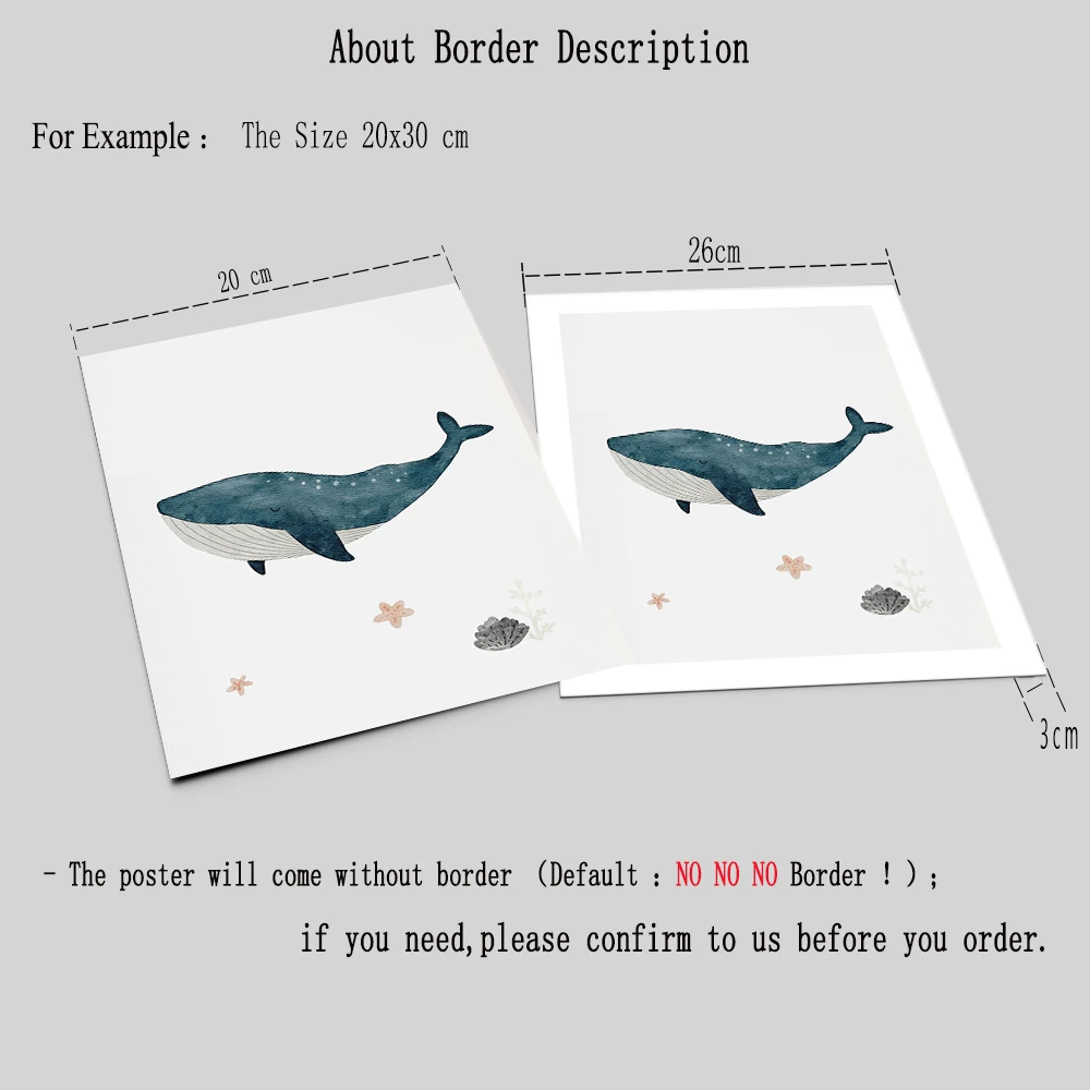Custom Name Whale Octopus Turtle Swan Sea Animal Nursery Wall Art Canvas Painting Poster And Prints Picture Baby Kids Room Decor