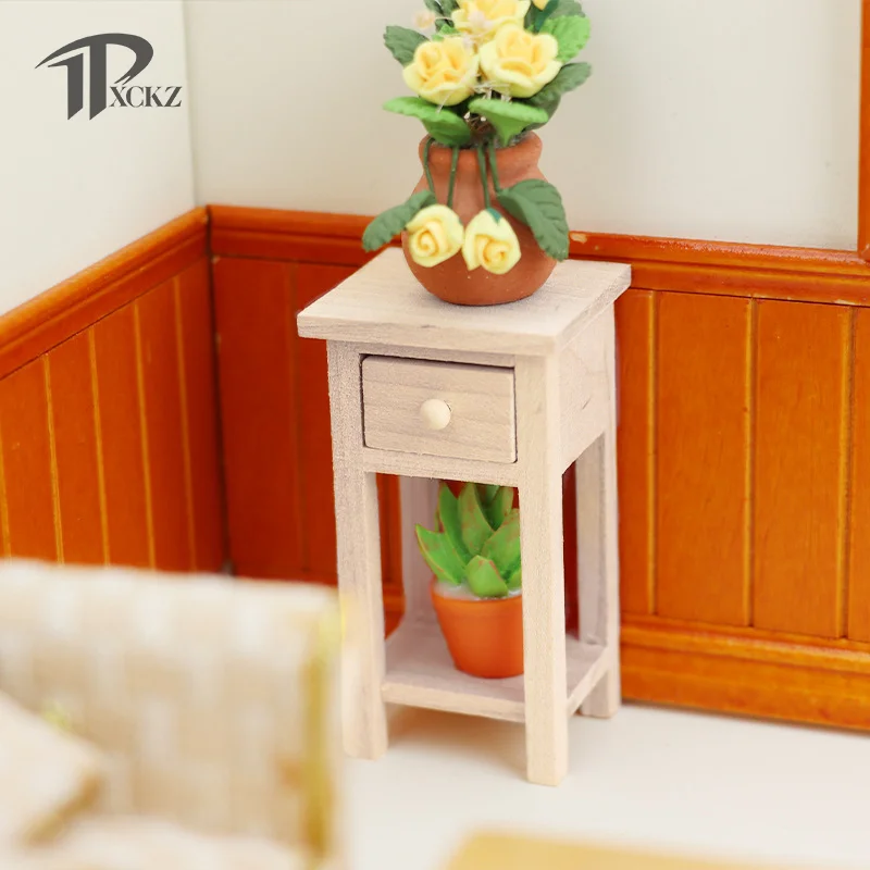 

1:12 Dollhouse Miniature Stool Side Table Nightstand W/Drawer Model Furniture Decor Toy Doll House Accessories