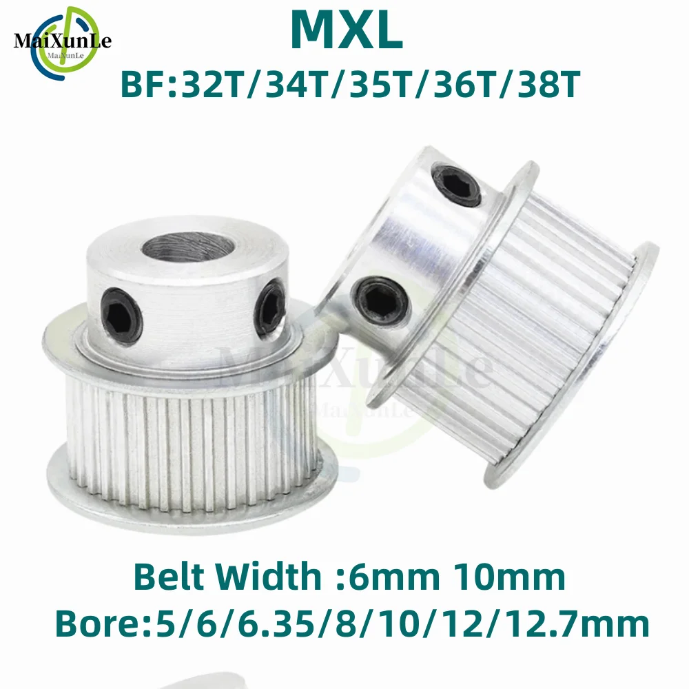 

MXL BF-type 32T/34T/35T/36T/38T Teeth Timing Pulley, Bore 5/6/6.35/8/10/12/12.7mm For Bandwidth 6mm 10mm Synchronous Belt