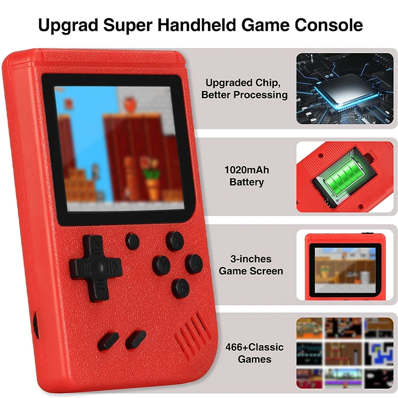 Mini Console per videogiochi portatile retrò 400 giochi integrati schermo LCD da 3.0 pollici regalo per bambini uscita AV per lettore di giochi portatile a 8 Bit