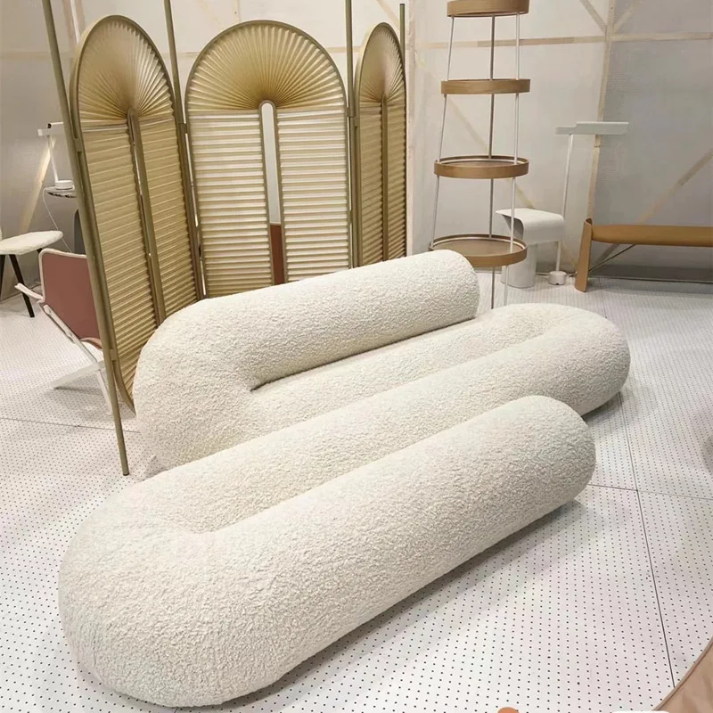 Sofa Curved sofa Lamb wool teddy fleece sofa