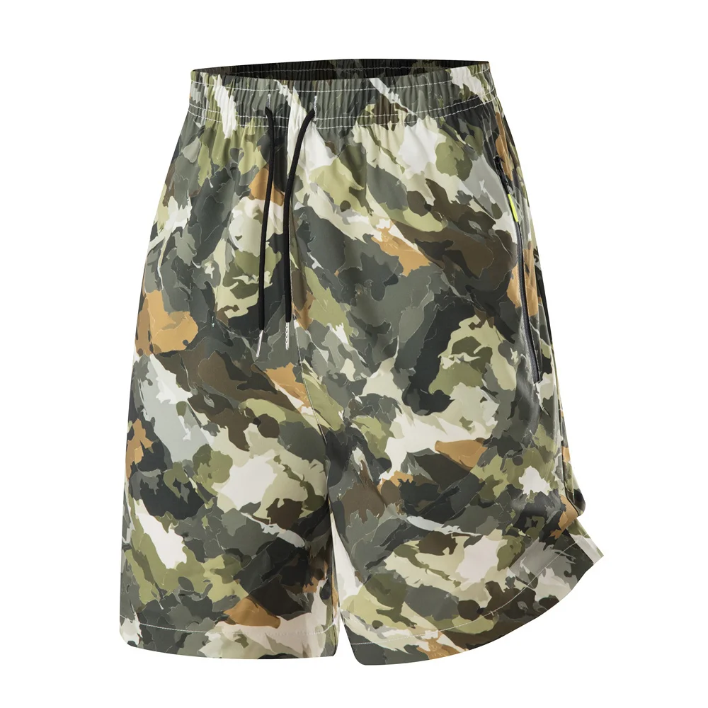 

Men's Quick Dry Athletic Shorts - Printed Camo Tie Dye Workout Shorts with Zipper Pockets Elastic Waist for Running Gym Beach