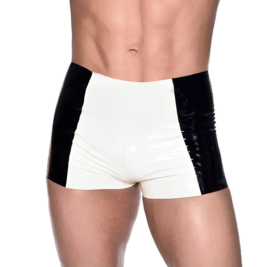 Natural Latex Men Shorts Rubber Tight Boxer Underwear Plus Size XXXL Custom Made Panties Handmade Underpants S-LPM122