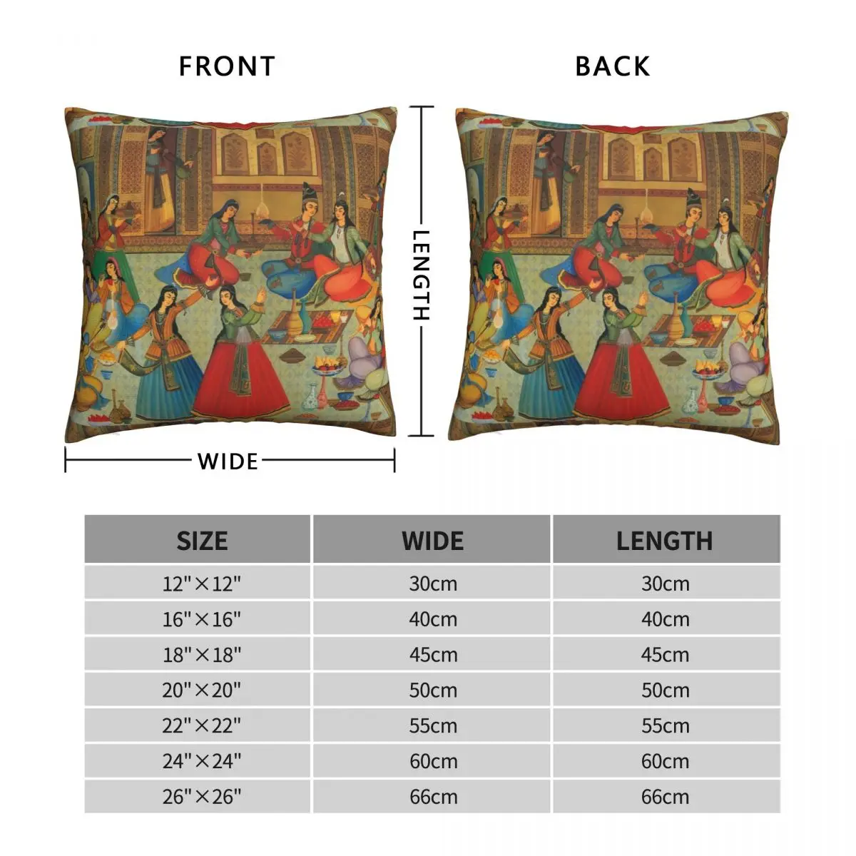 Persian Ladies Dance Square Pillowcase Polyester Linen Velvet Pattern Zip Decorative Pillow Case Sofa Seater Cushion Cover