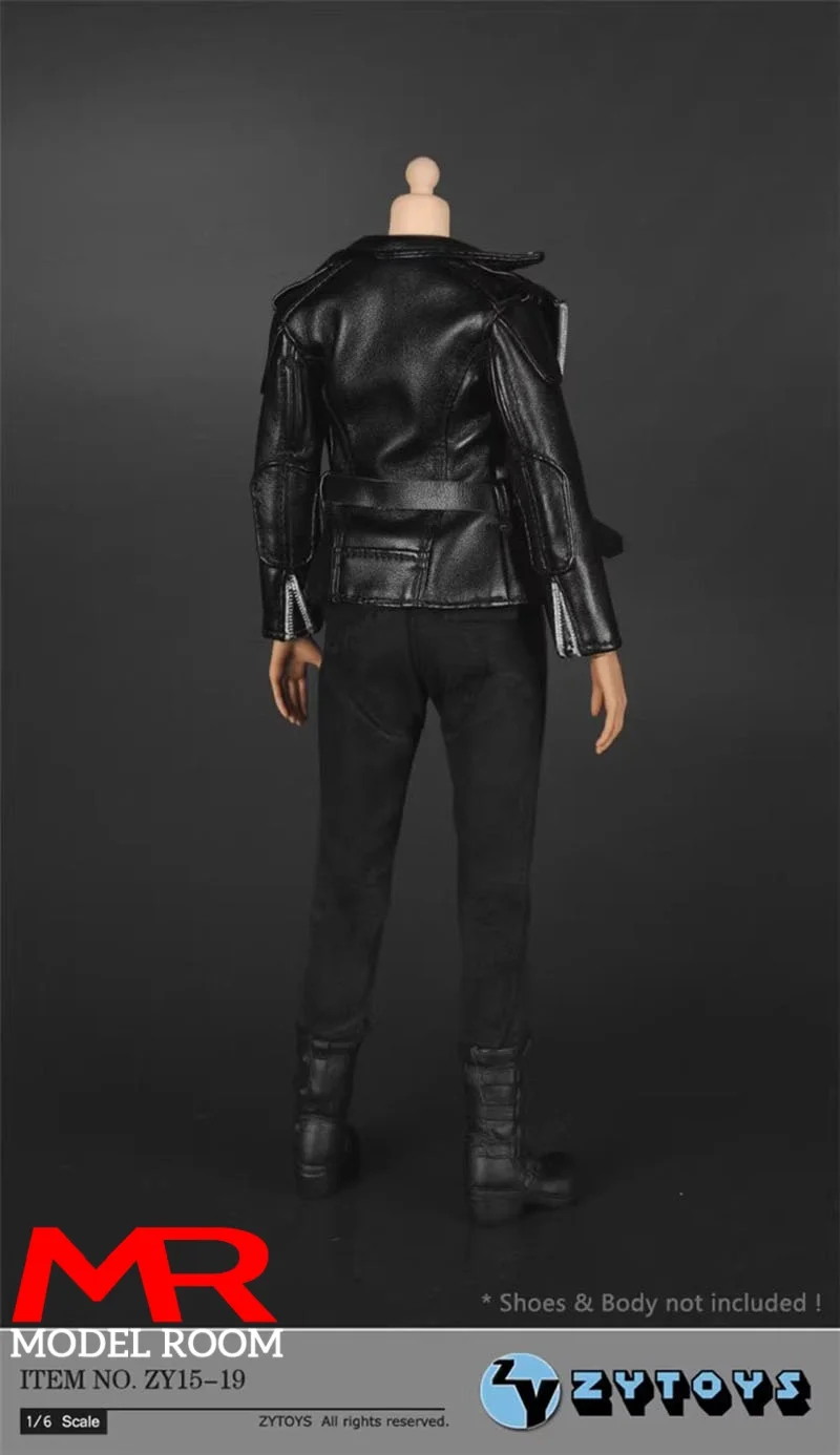 ZYTOYS ZY15-2 ZY15-19 ZY5018 1/6 Damski Czarny Skórzany Kombinezon Kurtka Ubrania Model Pasuje do 12'' Żołnierza Figurka Akcji Lalki