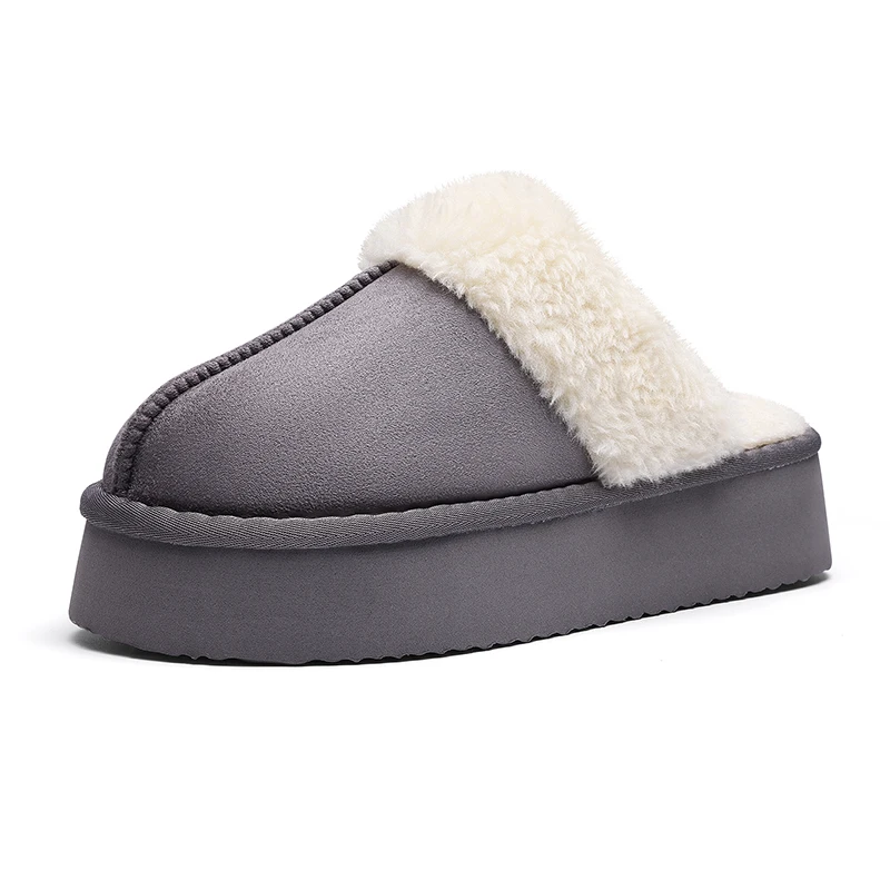 Litfun Fuzzy Platform Slippers For Women Winter Warm House Shoes With Memory Foam Outdoor Anti-Slip Fashion Fur Fluffy Slippers