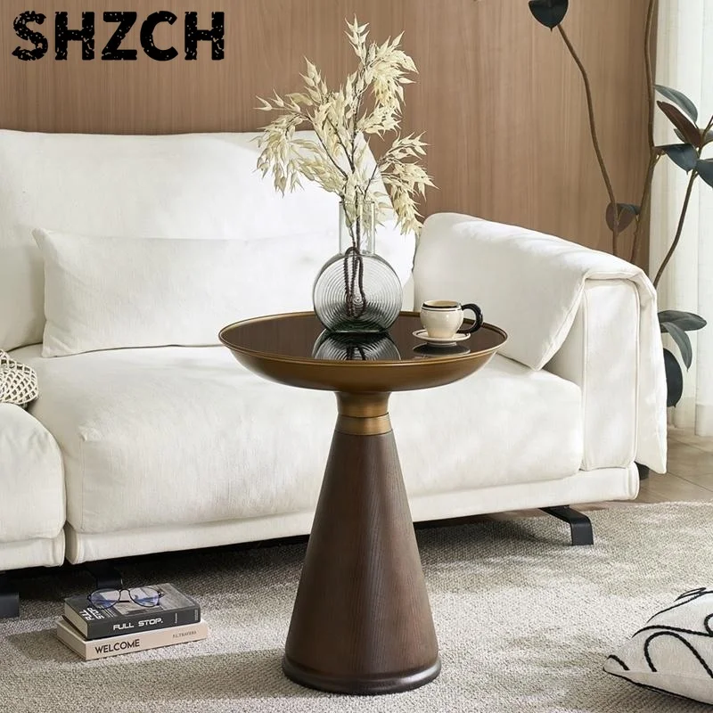 Custom Modern Vintage High-End Luxury Coffee Table With Solid Wood Base Center Table For Living Room Sofa Side Table For Home Us