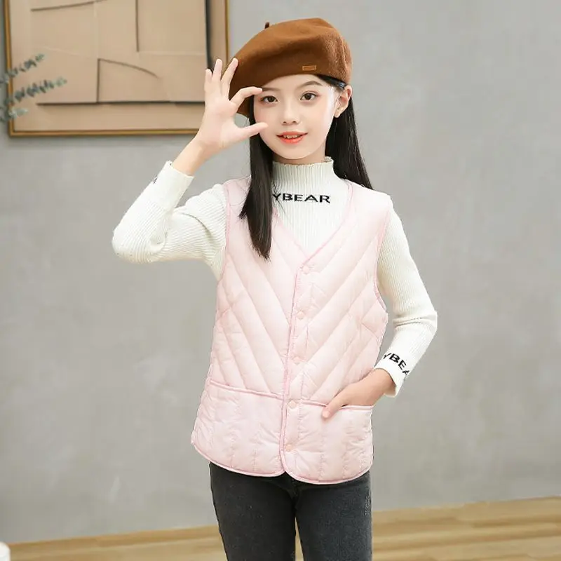 Autumn Kid Vest Winter Warm Fleece Sleeveless Jacket for Boys Girls Casual Versatile Teenage Children Outerwear 9 10 11 12 Years