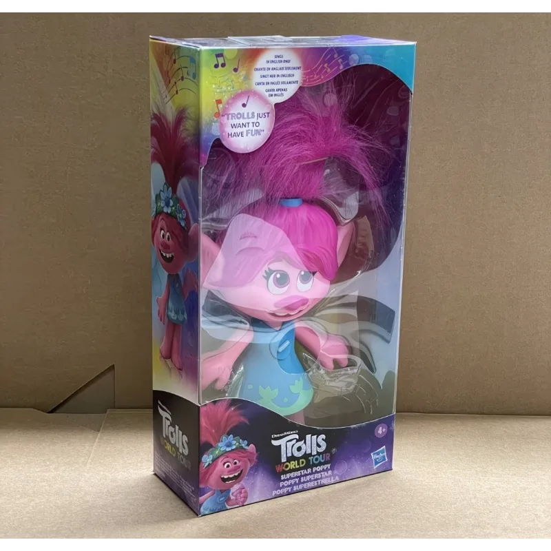 New Original Hasbro Trolls WORLD TOUR SUPERSTAR POPPY Can Speak Action Figure Toys Gift Model view 3
