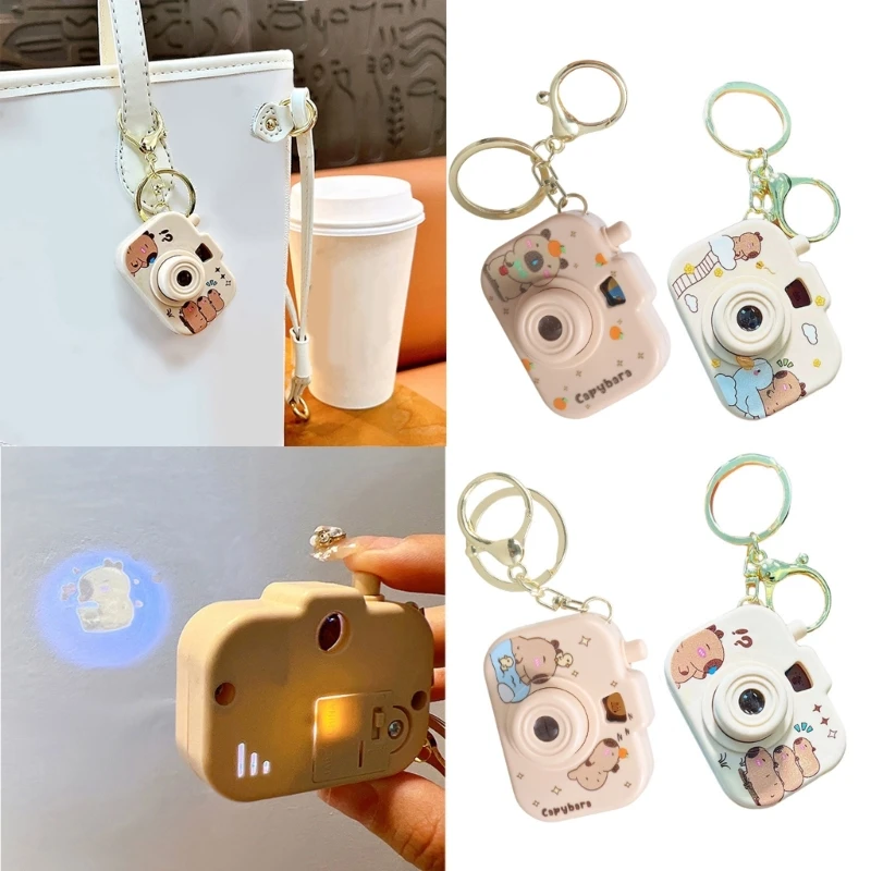 سلسلة مفاتيح بتصميم Capybaras الممتعة مع جهاز عرض صغير مدمج لمحافظ مفاتيح الحقائب