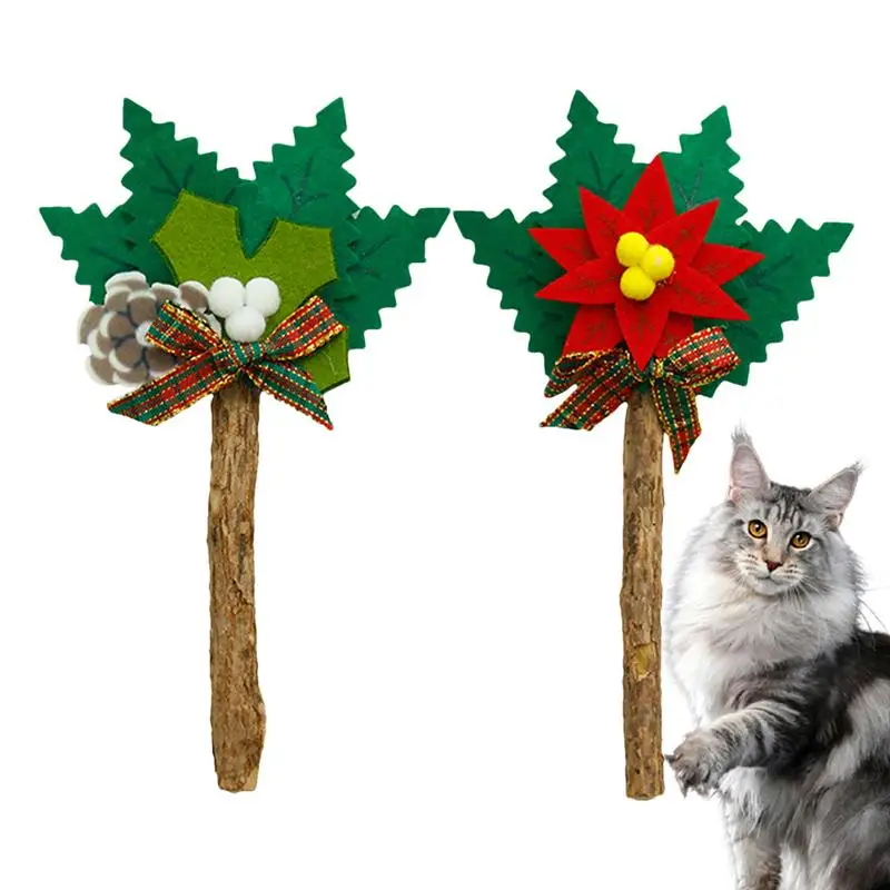 Christmas Catnip Toys Bite Chew Pet Toys Teeth Cleaning Teething For Kitten 2x Catnip Toys Cat Kicking Natural Silvervine Stick