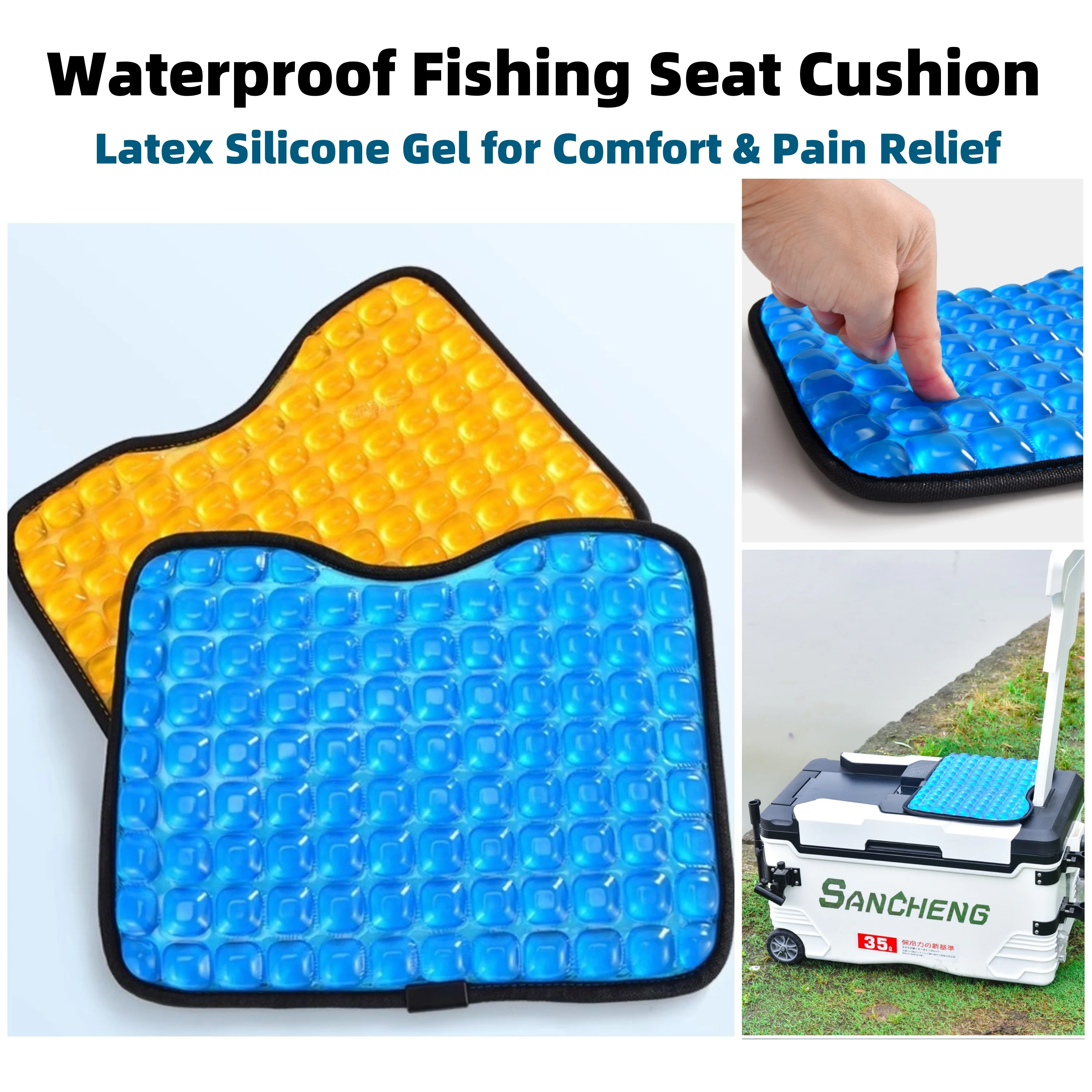 

Breathable Gel Cushion Waterproof Fishing Seat Cushion Silicone Gel Summer Cooling Seat Pad for Boat Fishing Rowing Kayak Office