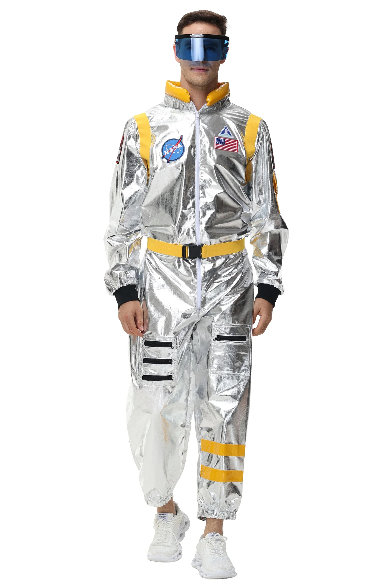 Halloween  Adult Silver Spaceman Costume  for Women Men Cosplay Astronaut  Couples Carnival Party Uniform Suit