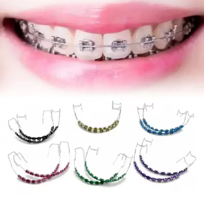 

1 Pair Fashion Metal Wires Colorful Orthodontic Ligature Ties Temporary Tooth Decoration Ligature Ties High Quality