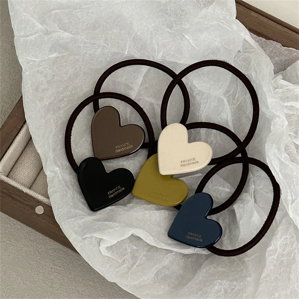 Fashion Acetate Hair Rope Heart Shape Hair Ties Girl Scrunchies Bun Headwear Ponytail Hokder Hair Accessories