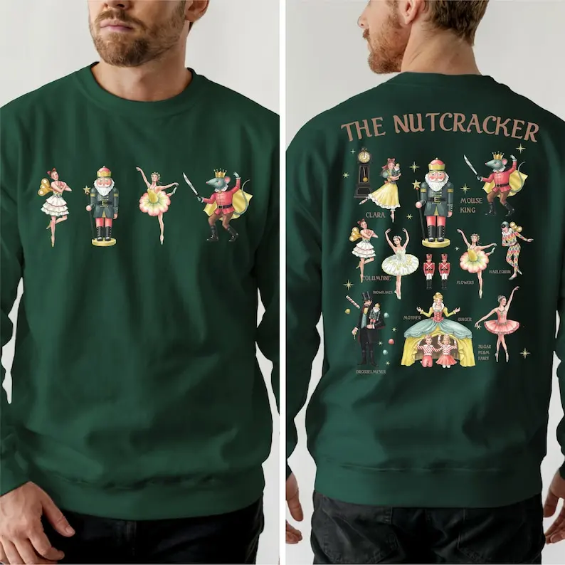 Feliz natal quebra-nozes ballet vibrações de natal moletom temporada de inverno moletom térmico manga longa agasalho feminino pulôver