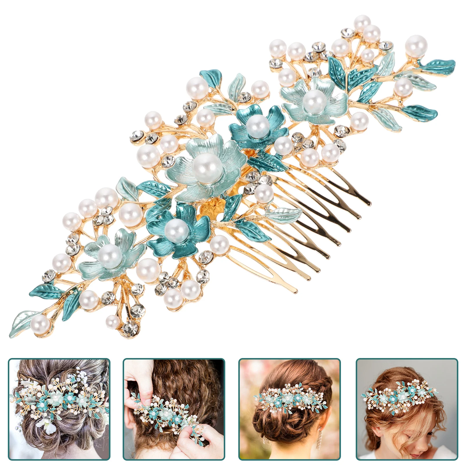 

Hair Clips Plug Bride Comb Rhinestone Headdresses for Women Flowers Bridal Headpieces Women's