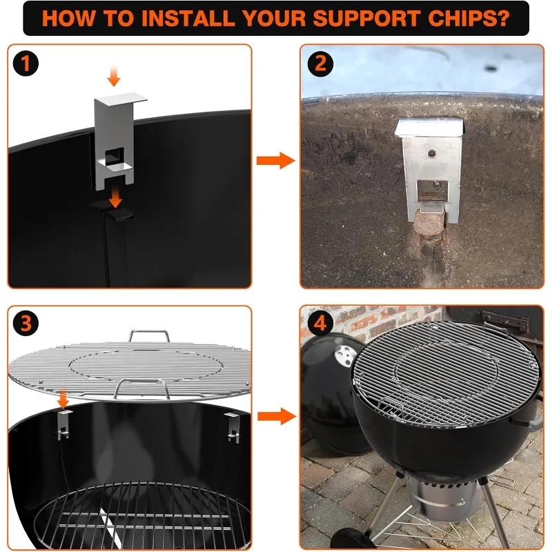 Kit combinato girarrosto e pizza multiuso in acciaio inossidabile per griglie a carbone Weber da 22 pollici