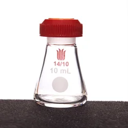 SYNTHWARE Micro threaded triangular bottle, 5mL 10mL 25mL, Joint 14/10, Perforated cover, Borosilicate glass conical flask, F50