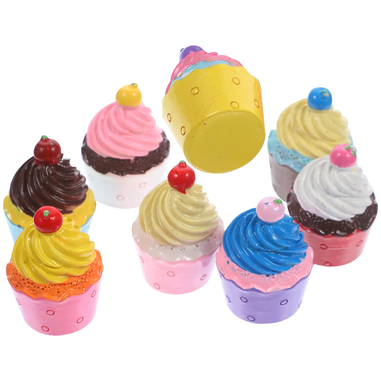 8 Pcs Resin Accessories DIY Keychain Charm Decor Ornaments Paper Cups Simulation Cupcake Charms Mini