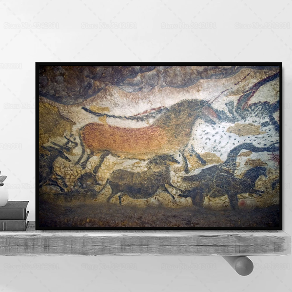 France Lascaux Cvae Paintings Bull and Horses Print Canvas Painitng Great 19 Thousand Years Ago Art Work for Home Wall Decor