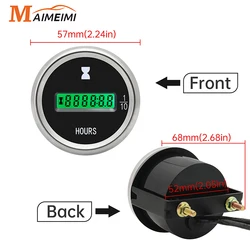 52mm Electronic Hour Meter Green LED Digital Hours Gauge Counter Universal for Motorcycle Car Marine Boats ATV 12V 24V