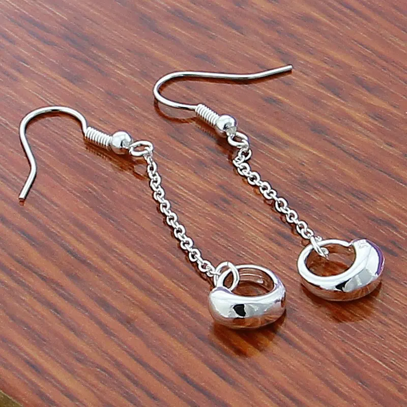 

925 Sterling Silver Chain Water Drop Stud Earrings For Women Wedding Party Gift Accessories Fashion Jewelry