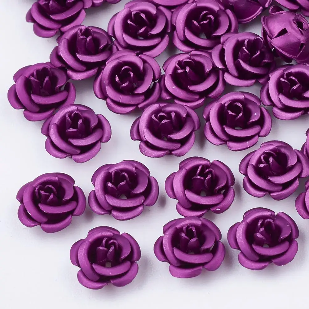 50pcs Aluminum Beads Frosted Long-Lasting Plated 5-Petal Flower Beads for Handmade Necklace Bracelet Jewelry Making Accessories