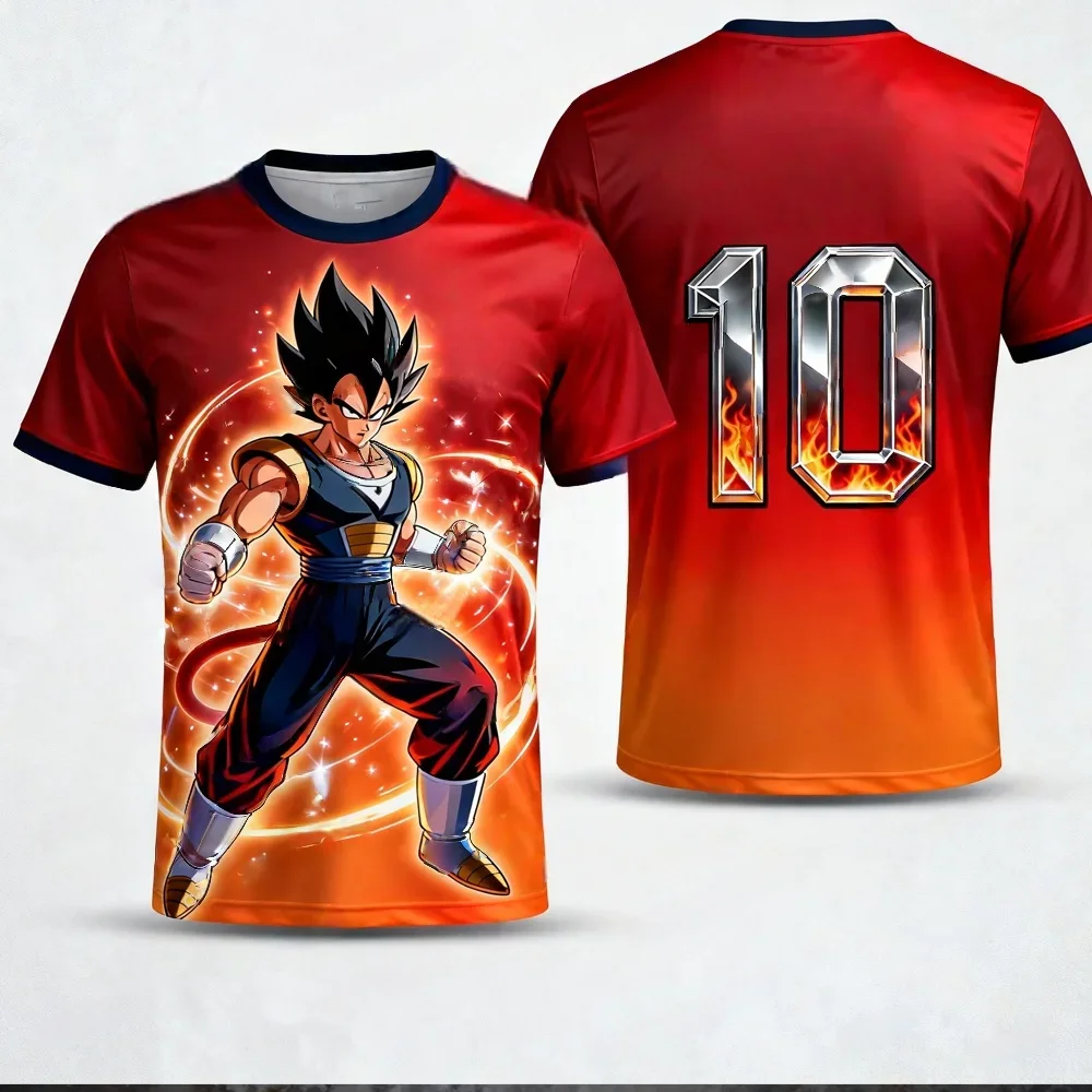 Fashion Summer 2026 Dragon Ball Super Saiyan Goku Neon-themed 3D Printed Loose and Breathable T-shirt for Adults and Children