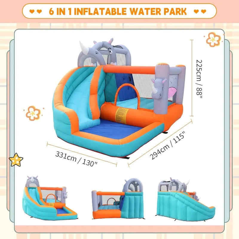 Bounce House water slide, Children's Backyard inflatable water slide, indoor, outdoor