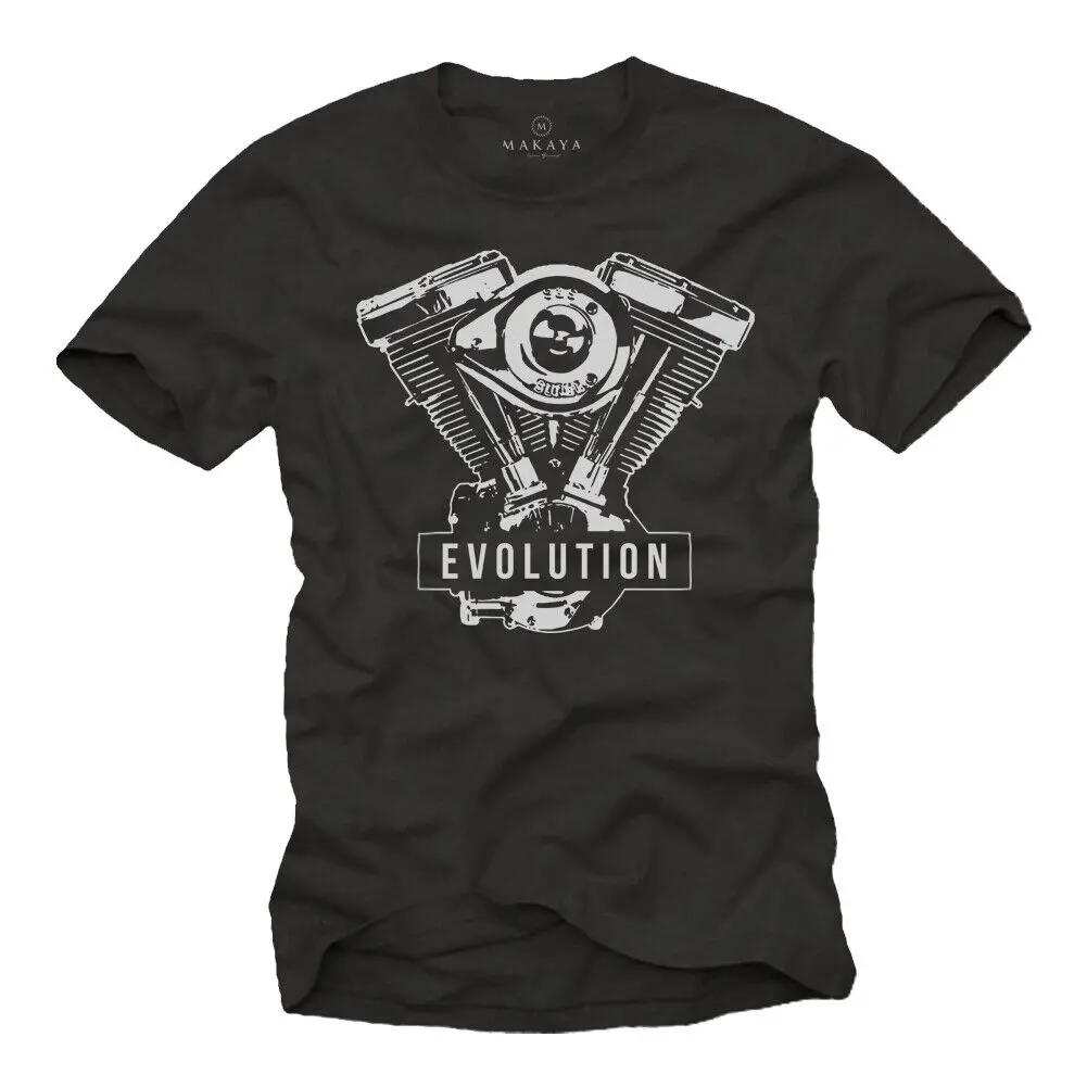 

Mens Black Biker V2 Evolution Motor Motorcycle Gifts Rocker T-Shirt-