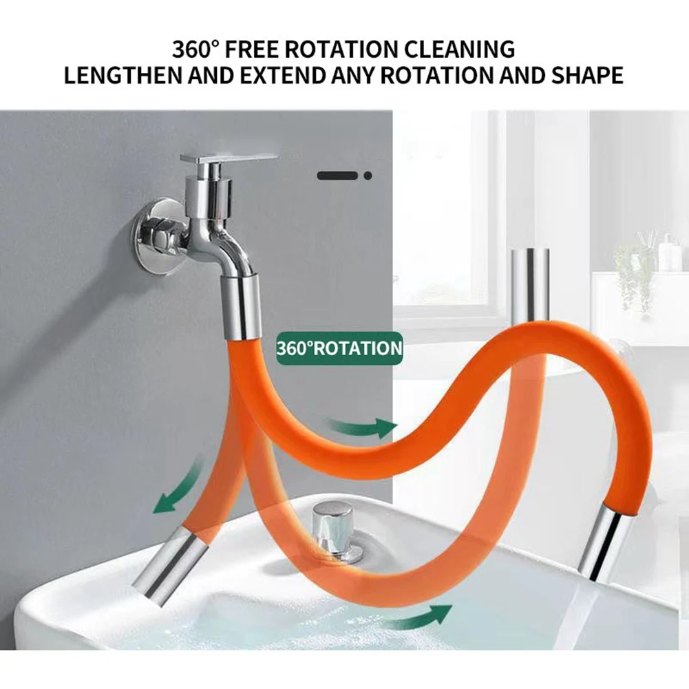 AB08-Flexible Silicone Tube Kitchen Faucet Accessories Universal Interface 360 Degree Water Tap Extension Hose